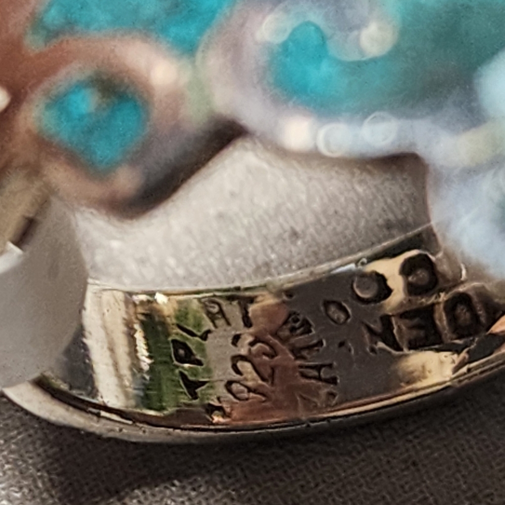 Taxco Sterling Silver & Turquoise Ring Size 7 - Picture 9 of 12